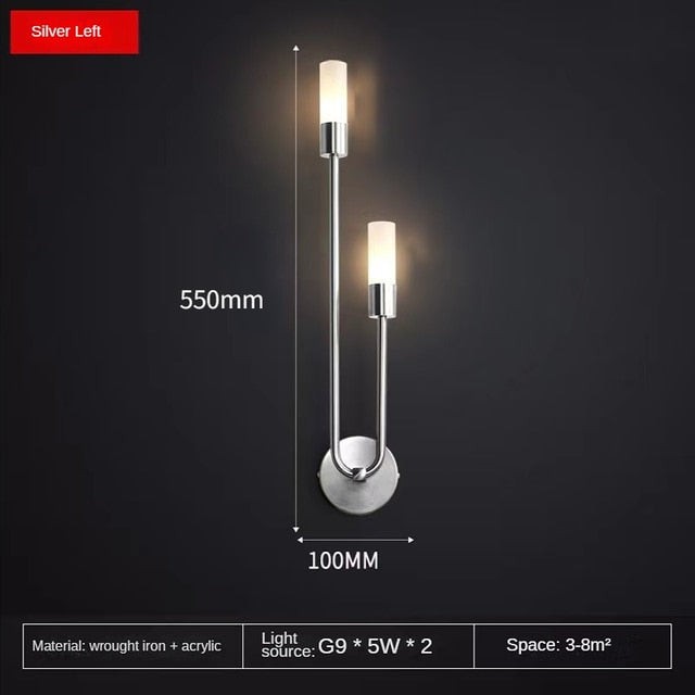 Moderne U-vormige LED-wandlamp met luster HL699