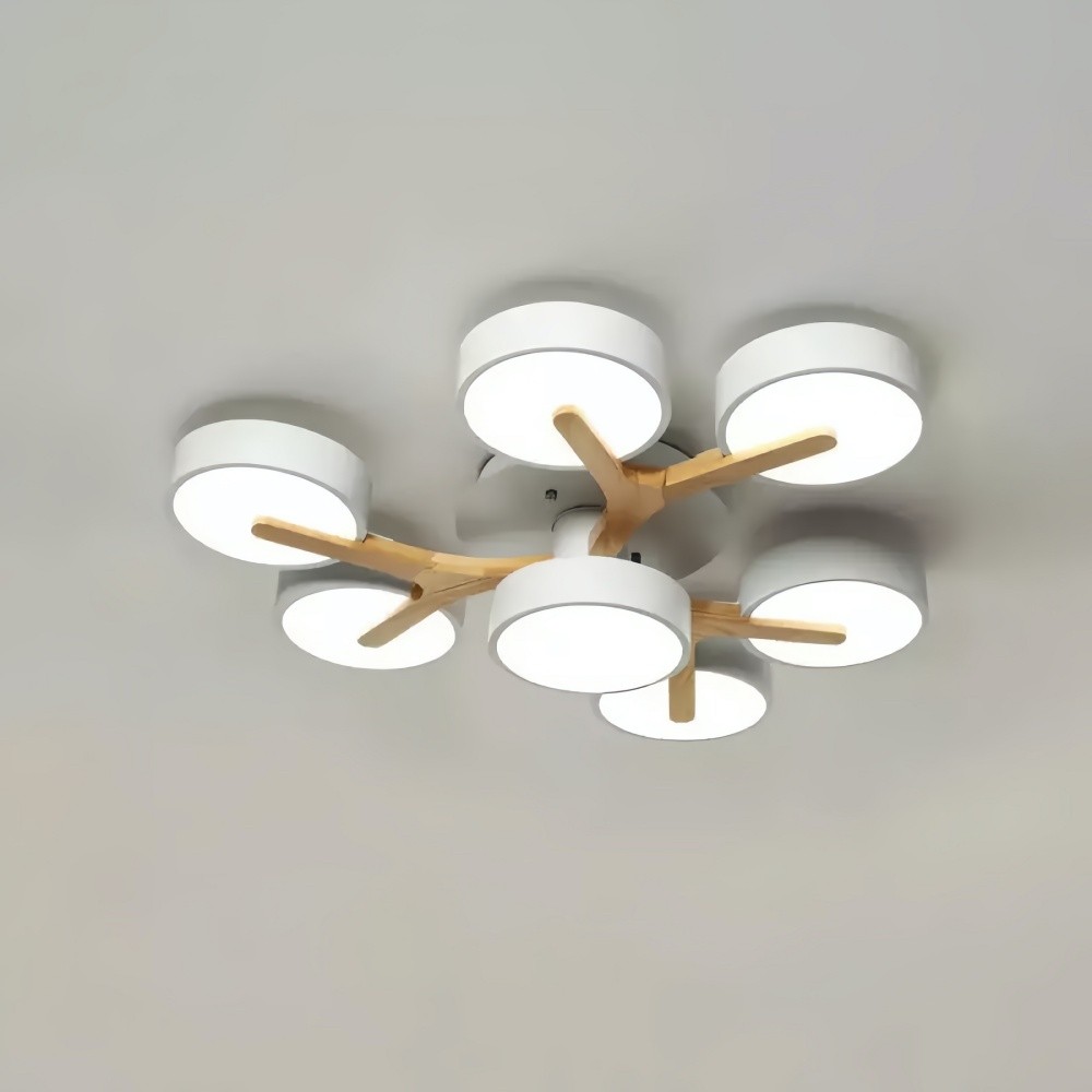 Nordic Disc Wood Plafondlamp - LED Semi-Flush Mount voor Slaapkamer HL1353