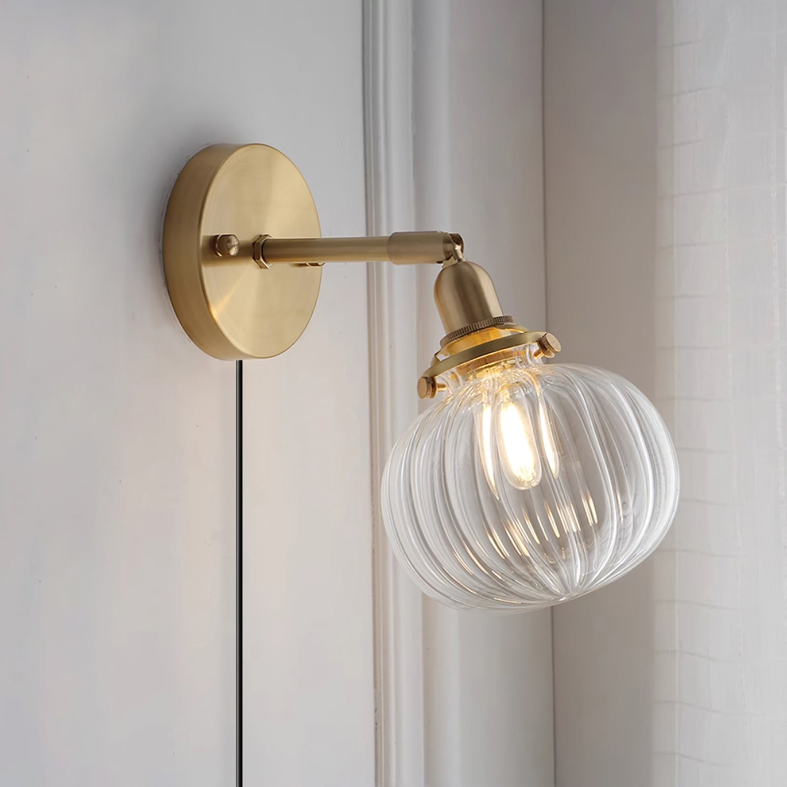 Japanse stijl vintage messing glazen wandlamp HL772