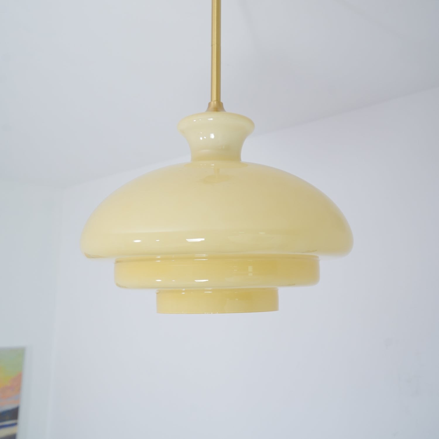 Ronde gele stijlvolle eenvoudige glazen hanglamp HL638