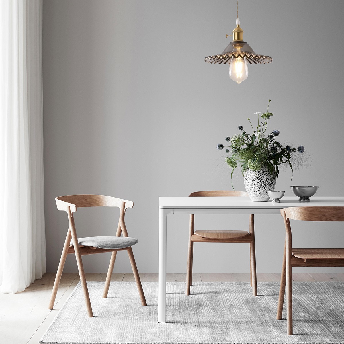 Nordic Bloemblaadje Geplooide Glazen Hanglamp HL286
