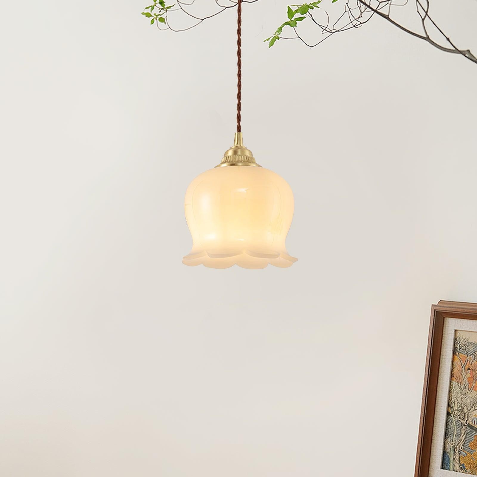 Retro Crème Lily Flower Hanglamp HL302