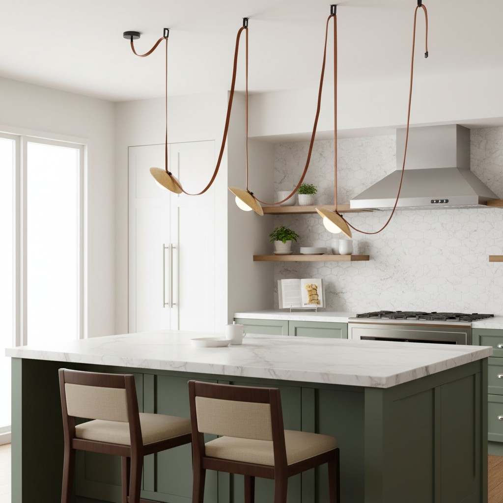 Hanglamp van leer met Light Rail-design HL3241