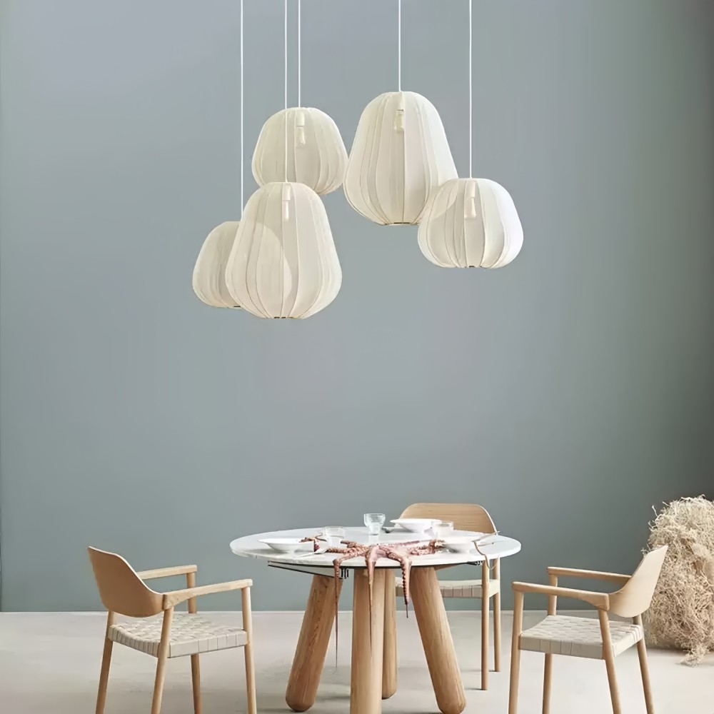 Witte stoffen hanglamp - Nordic lantaarnkap voor slaapkamer HL1316