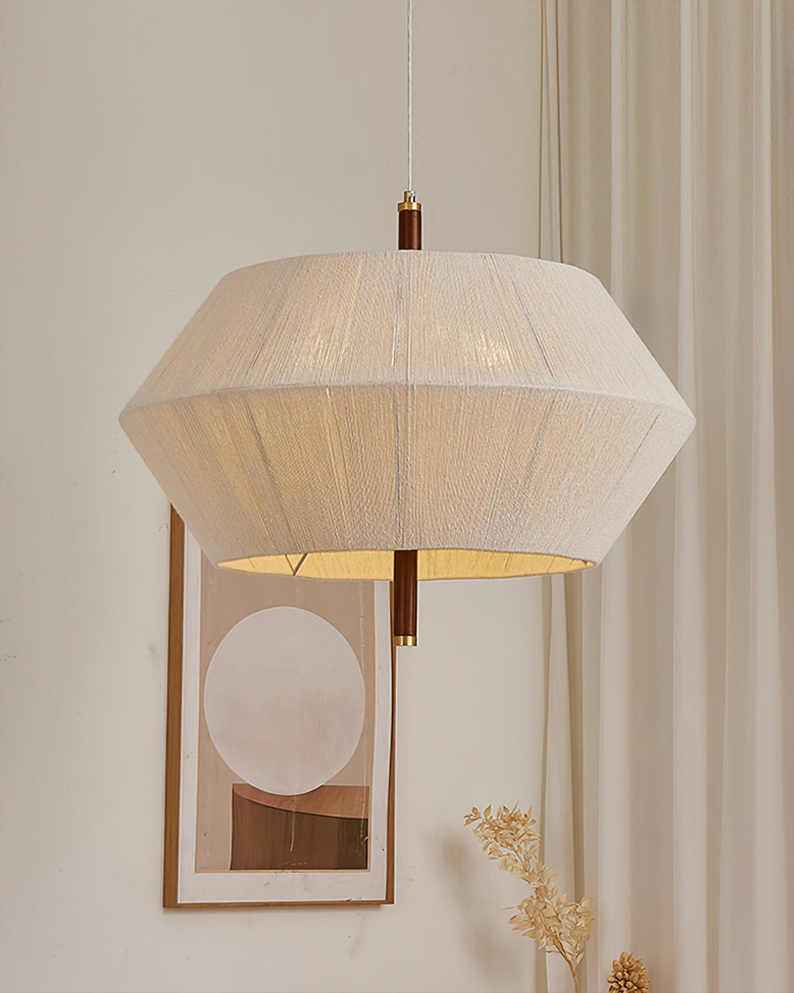 Japanse Wabi-Sabi-stijl geweven stoffen hanglamp HL880
