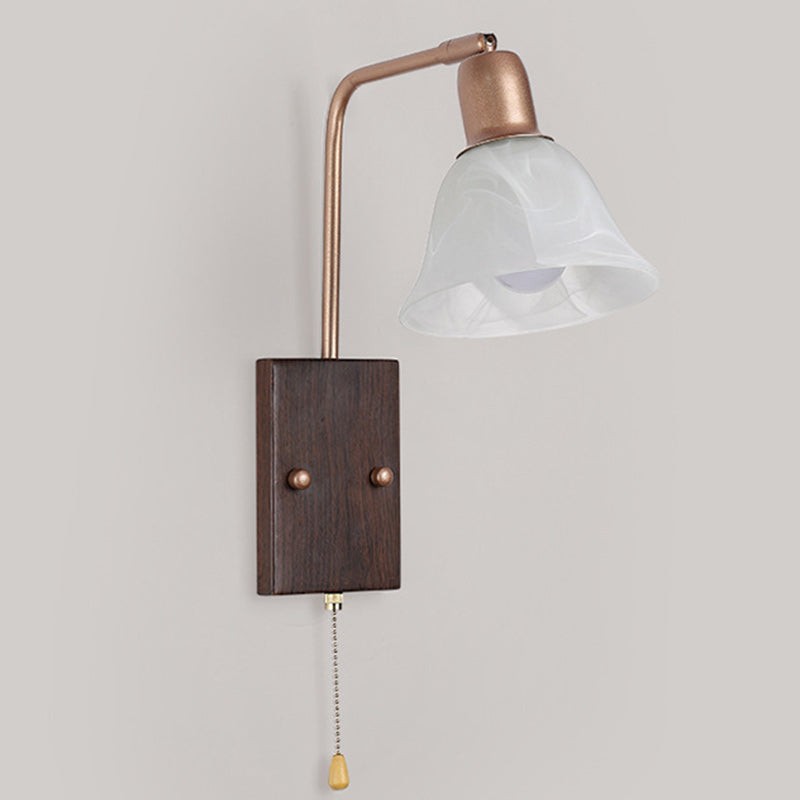 Franse ijzeren glazen bloemenwandlamp met zwenkarm en rits HL1087
