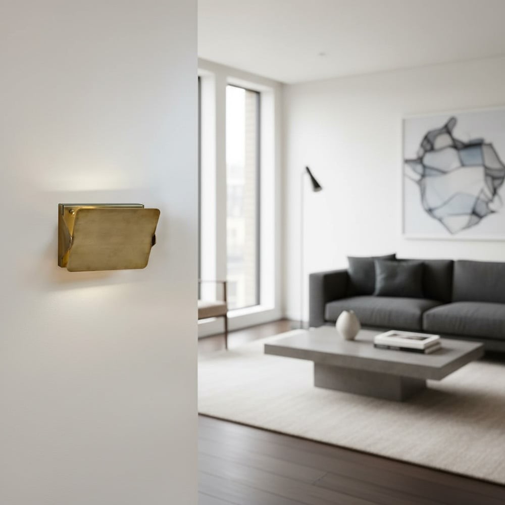 Vintage messing wandlamp met opklapbaar front - Artistieke metalen stijl HL1829