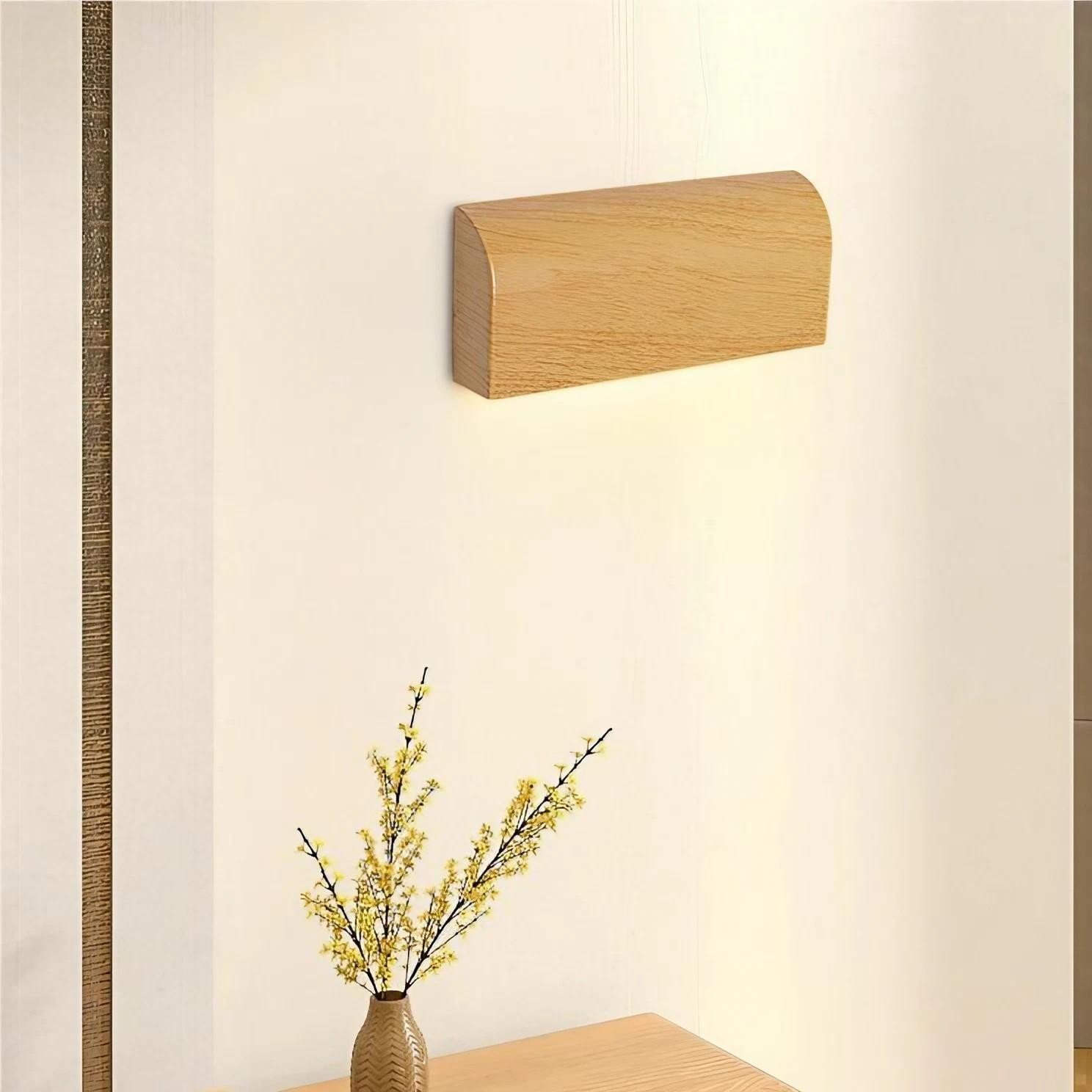Rechthoekige LED wandlamp met houtnerfaluminium HL196