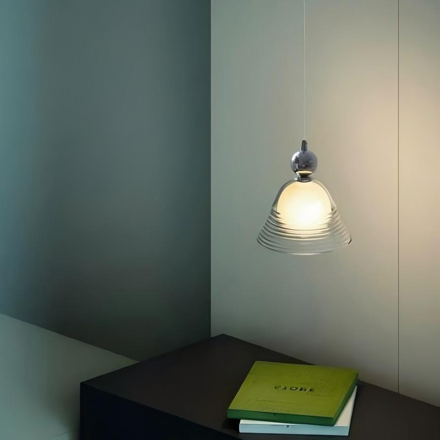 Geribbelde glazen Sunset hanglamp - Chromen design accentlamp HL1840