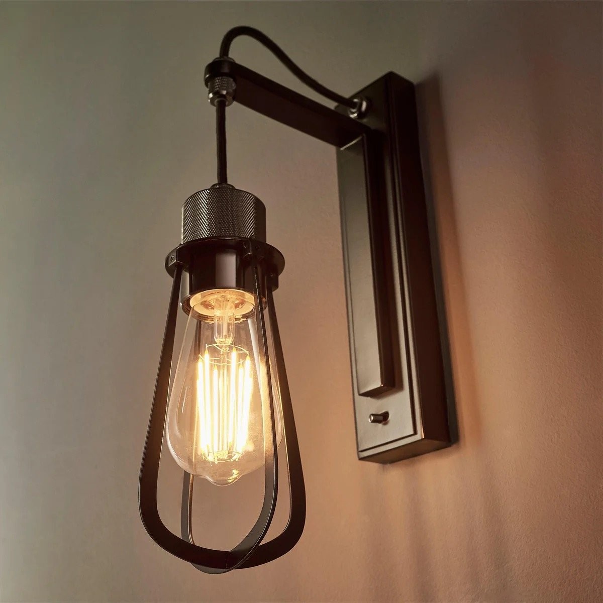 Readium Industriële metalen wandlamp - Moderne tuimelschakelaar voor woonkamer en studeerkamer HL2082