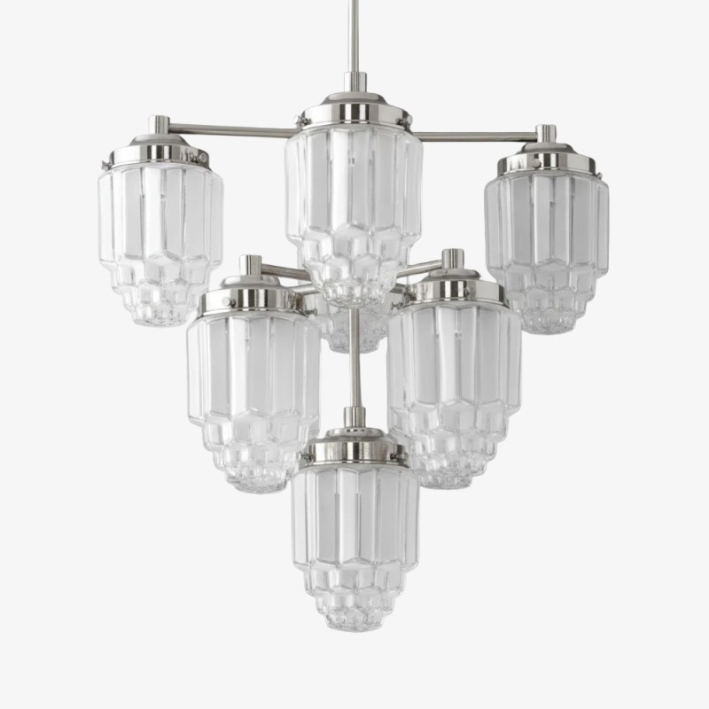 Tierlux Glazen kroonluchter met textuur van messing - Tijdloze verlichting met stijl HL1737