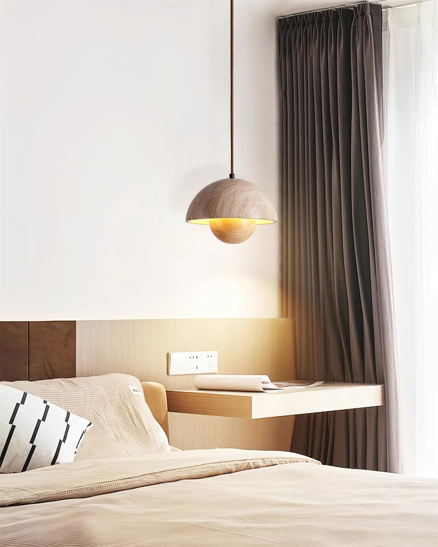 Hanglamp met natuurlijke travertijnbloemknop HL932