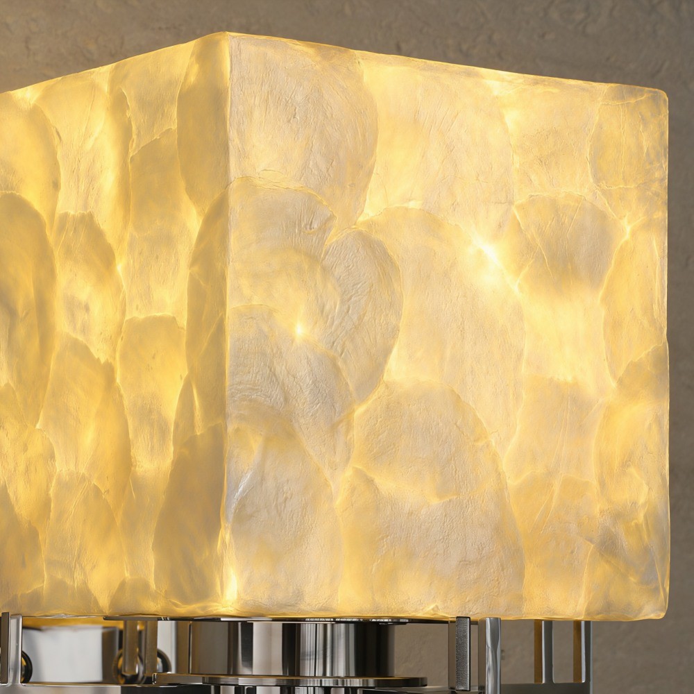 Beamira Mica Vierkante Wandlamp - Decoratieve Wandlamp met Glazen Kap en Schelpvorm voor Hal HL3539