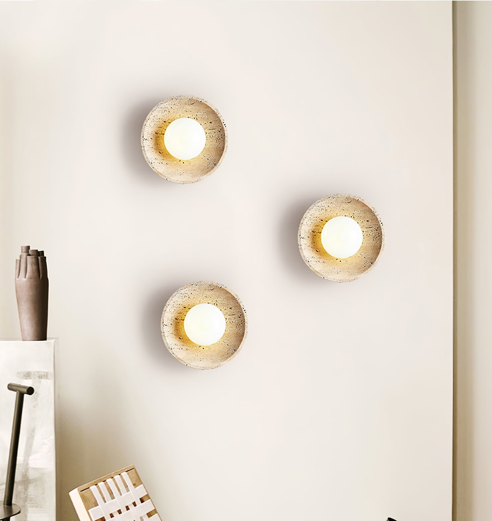 Retro Wabi Sabi Travertine Lunar Eclipse Wandlamp HL938