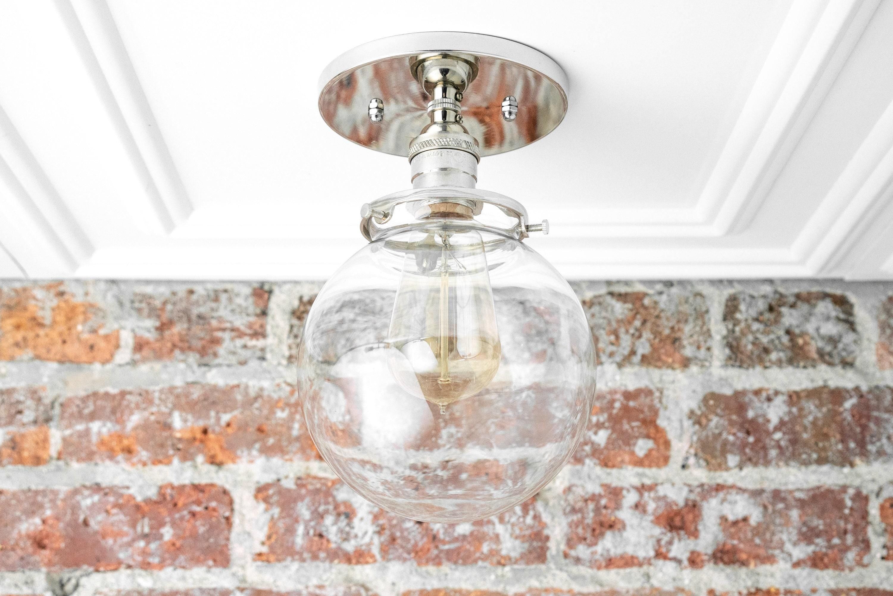 Glorica glazen retro bolvormige plafondlamp - Vintage industriële huisverlichting HL1731