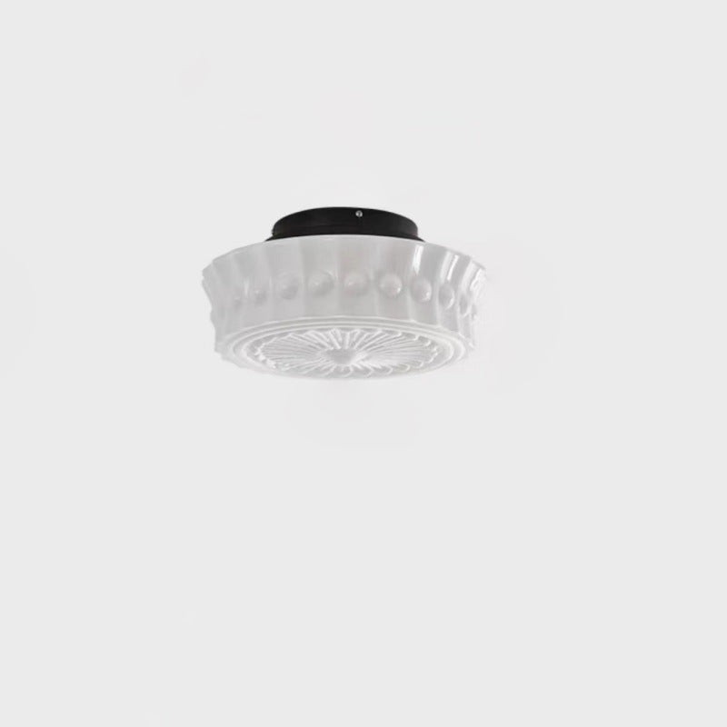 Traditionele vintage ronde glazen ijzeren LED semi-inbouw plafondlamp voor slaapkamer HL1058