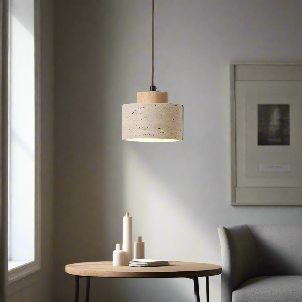Scandinavische minimalistische hanglamp van travertijn met transparante afwerking HL3467