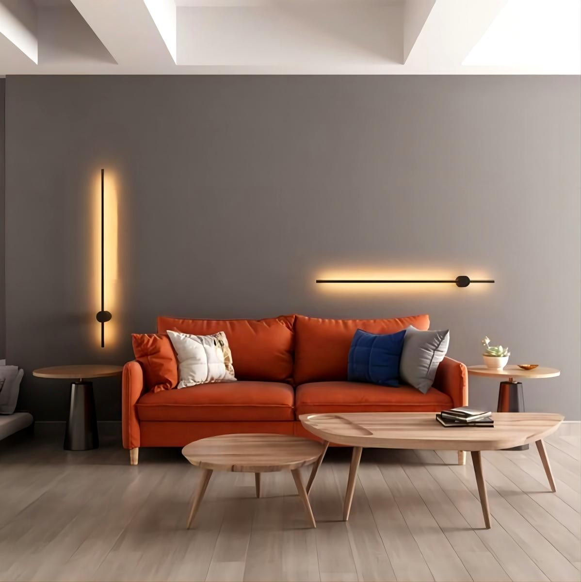 Moderne Industriële Zwarte Lineaire LED Binnen Wandlampen HL182