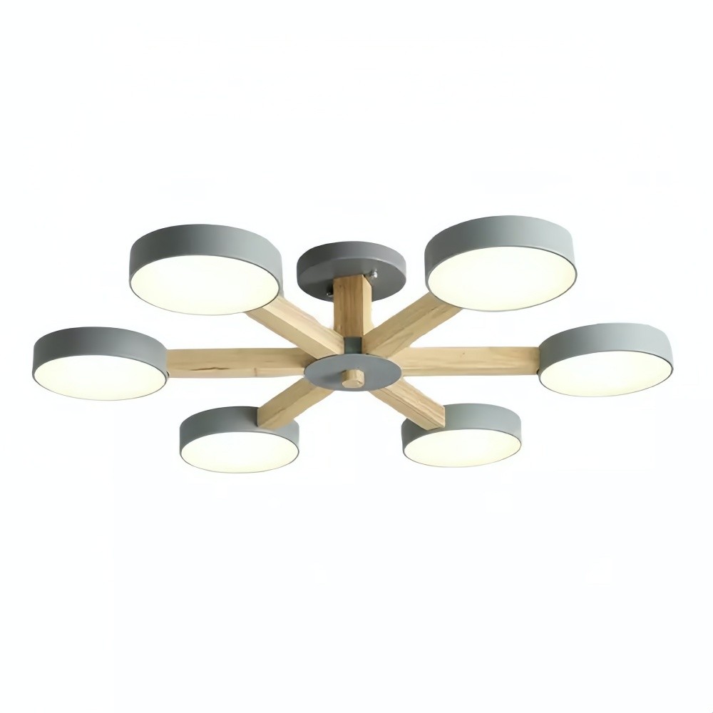 Nordic Wood Plafondlamp - Schijfvormige Lamp voor Woonkamer HL1351