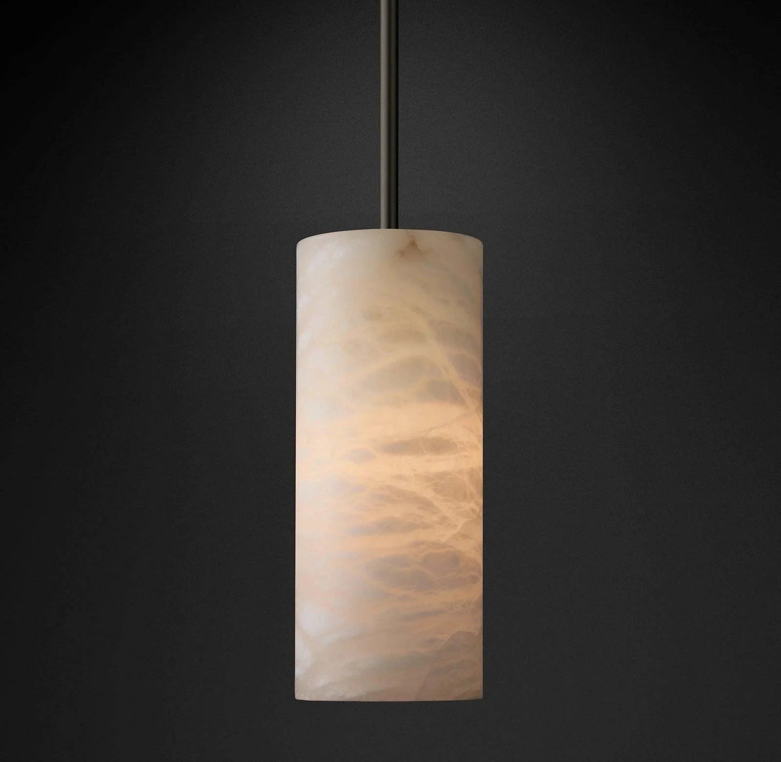 Handgesneden albasten cilinder hanglamp HL1418