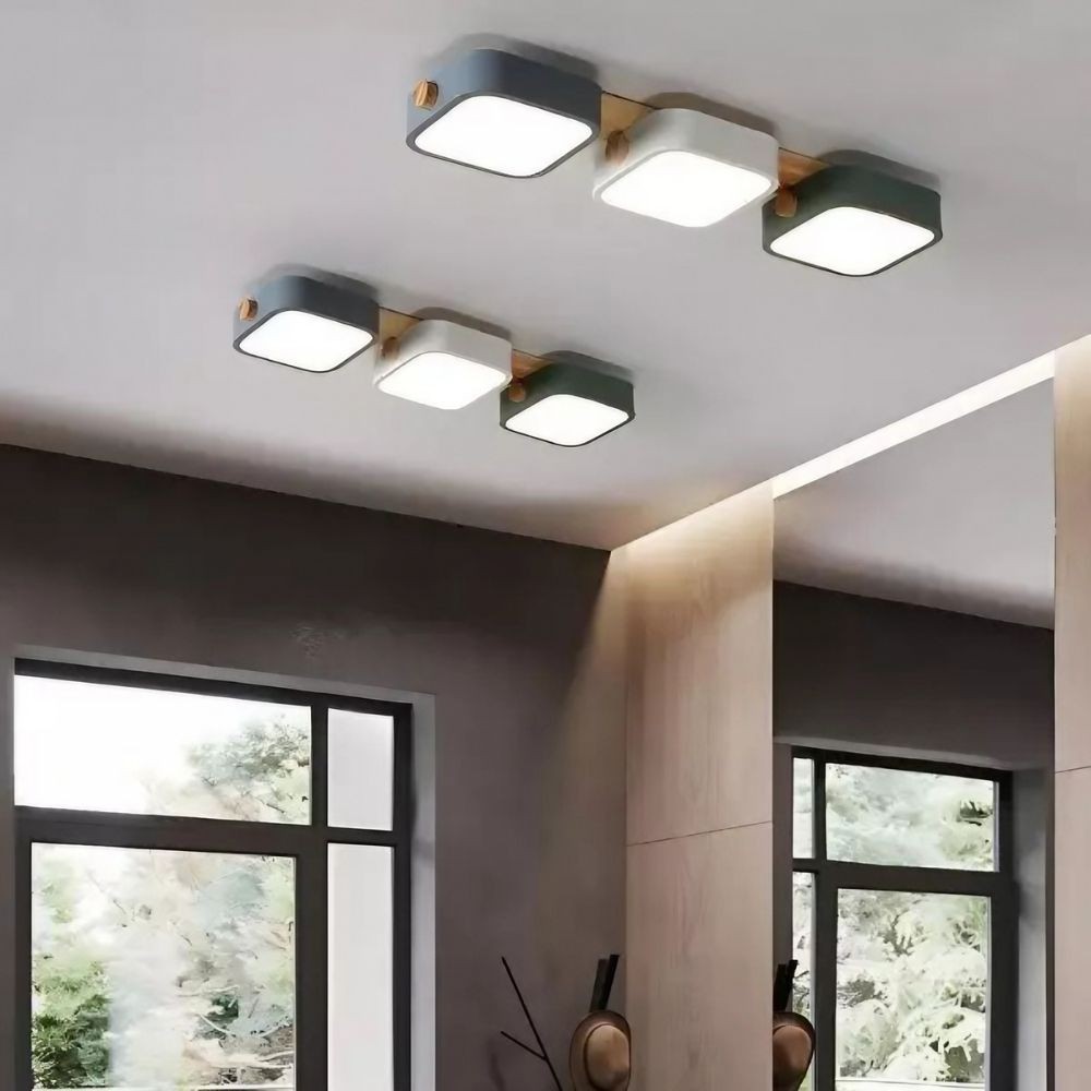 Houten blok plafondlamp - Nordic vierkante LED keukenverlichting HL1348