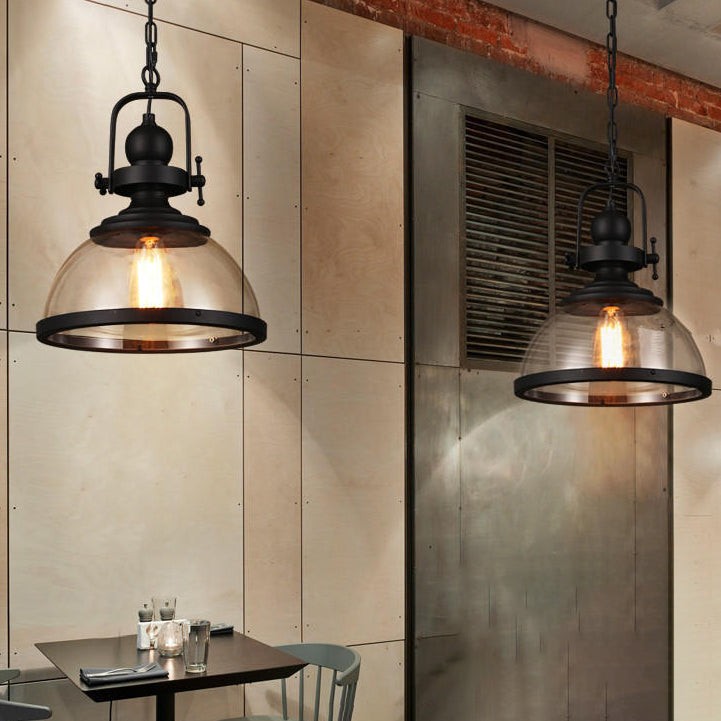 Moderne industriële stijl koepelvormige glazen hanglamp HL481