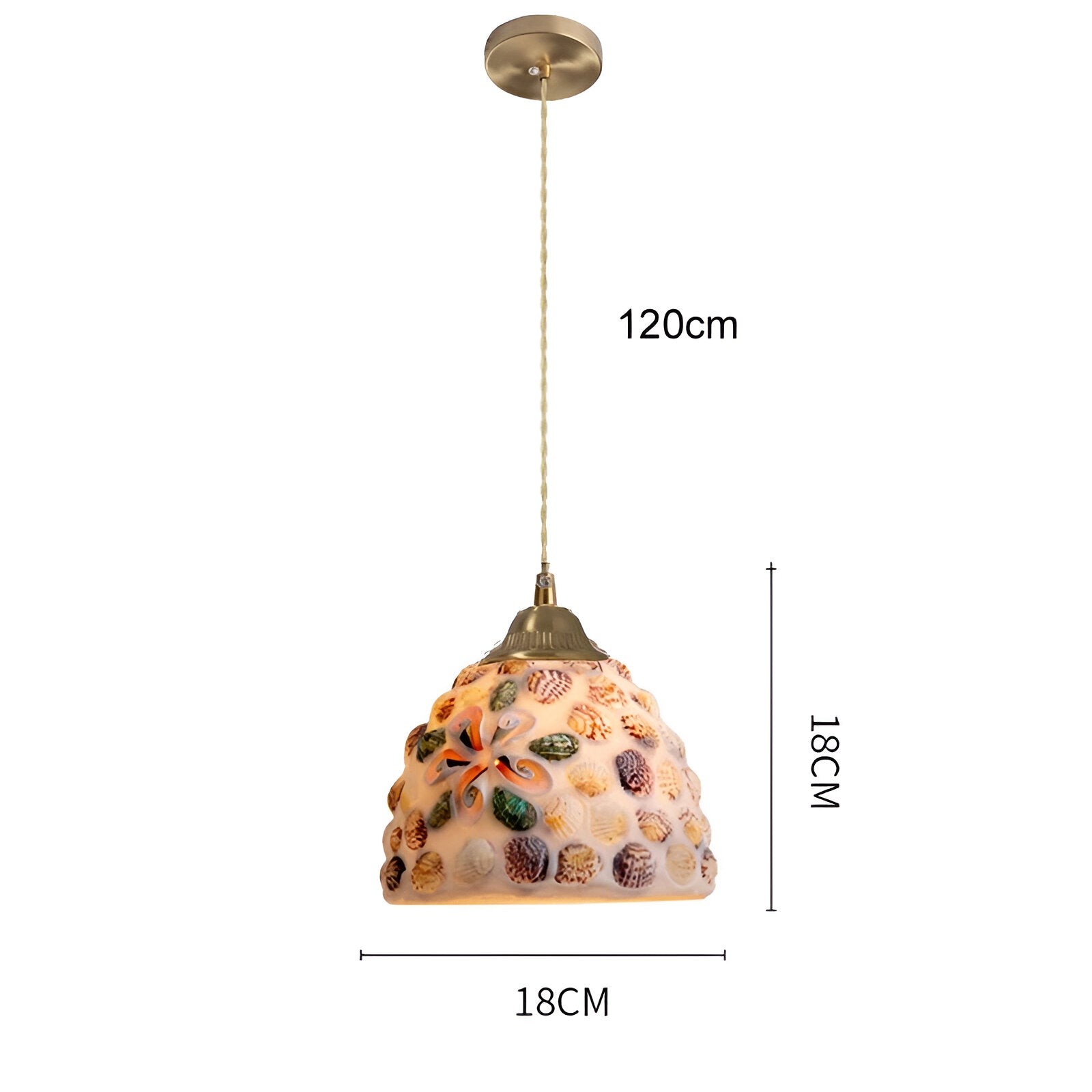 Retro kleurrijke natuurlijke schelp handgemaakte messing hanglamp HL1279