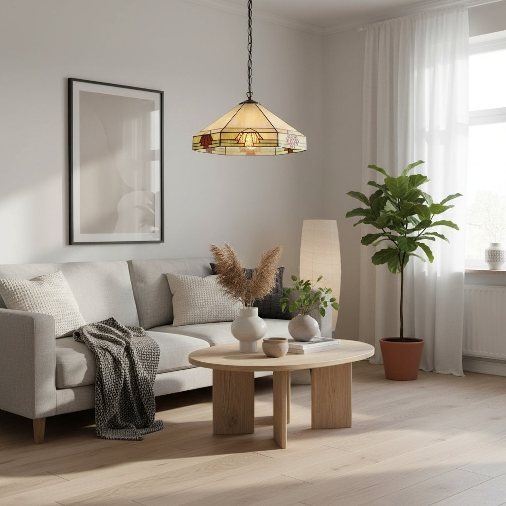 TF Nevada Vintage Hanglamp van gebrandschilderd glas - Handgemaakte kunstglazen verlichting voor eetkamers HL2166