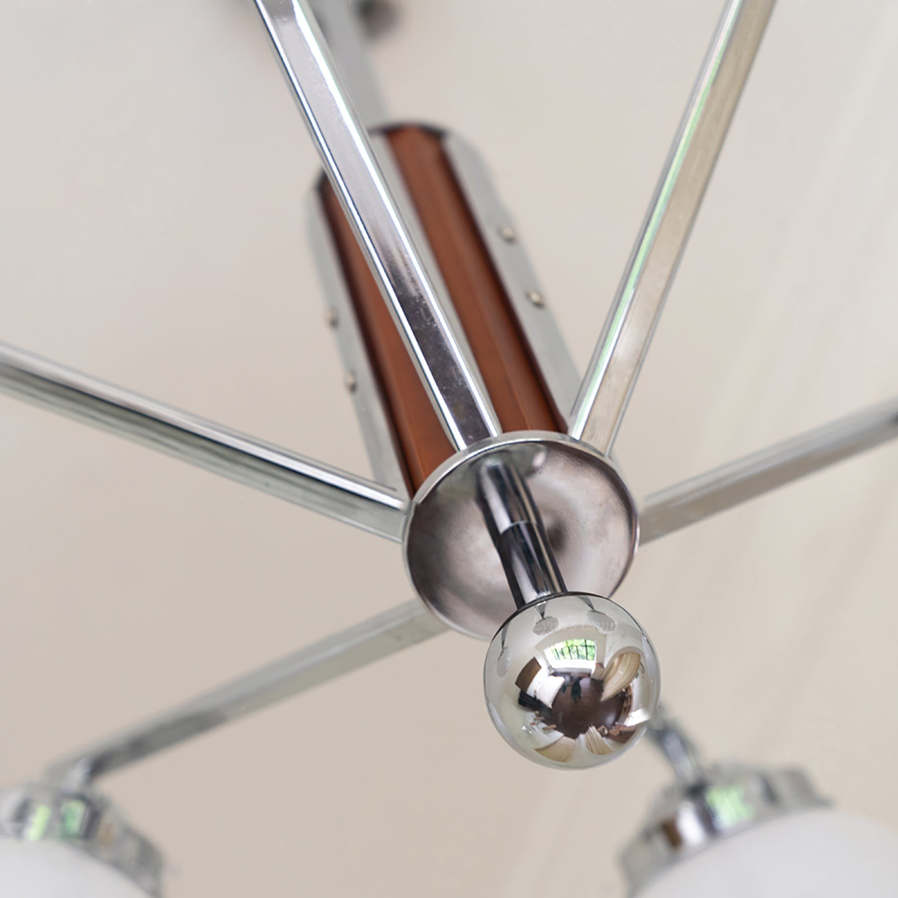 Mid Century Vintage Crème Glazen Kroonluchter HL524