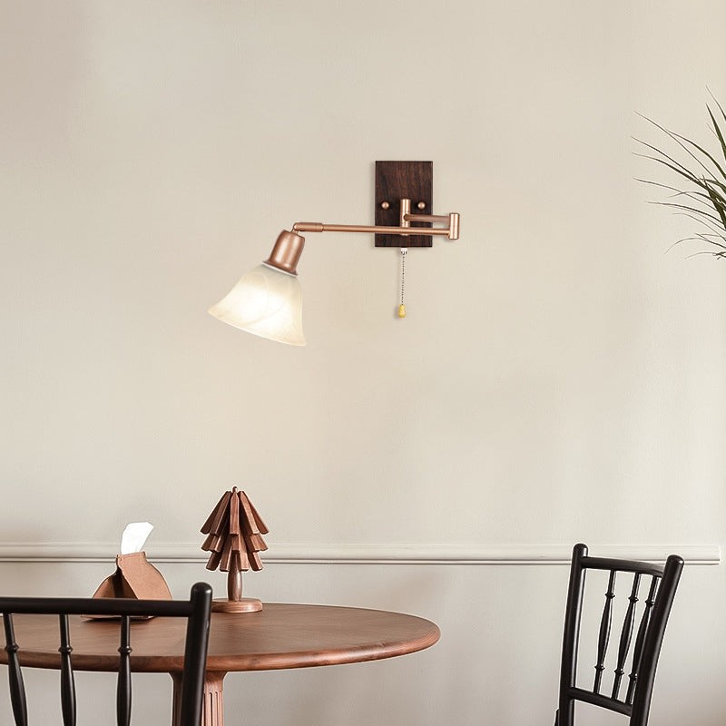 Franse ijzeren glazen bloemenwandlamp met zwenkarm en rits HL1087