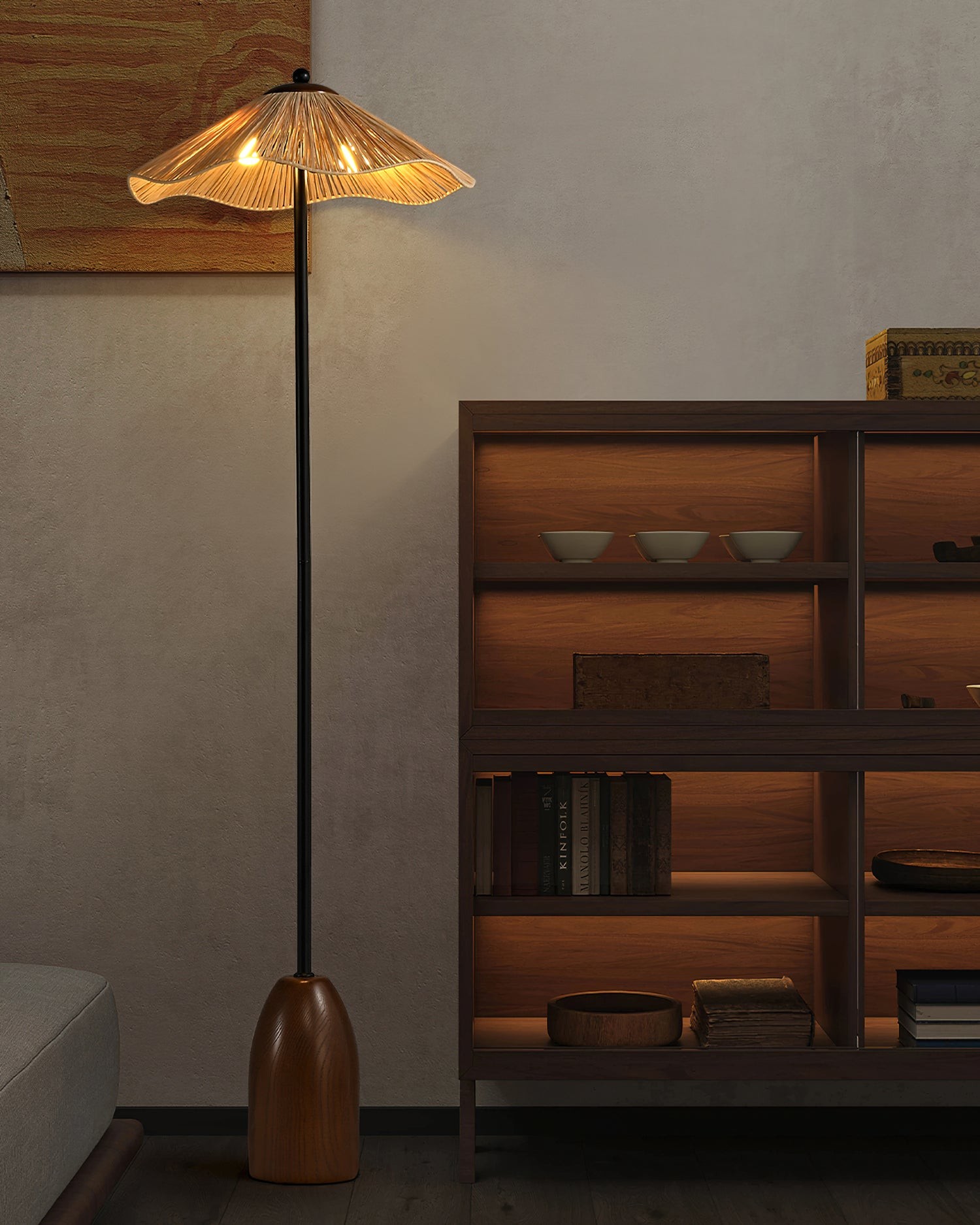 Retro strohoed vloerlamp HL1184