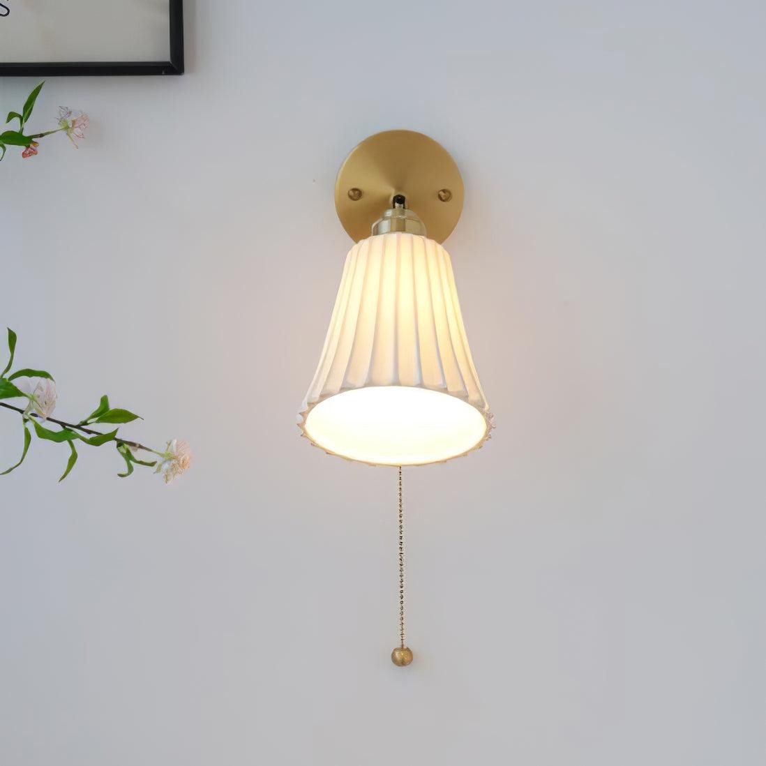 Moderne trekkoord metalen keramiek binnenwandlamp voor slaapkamer HL863