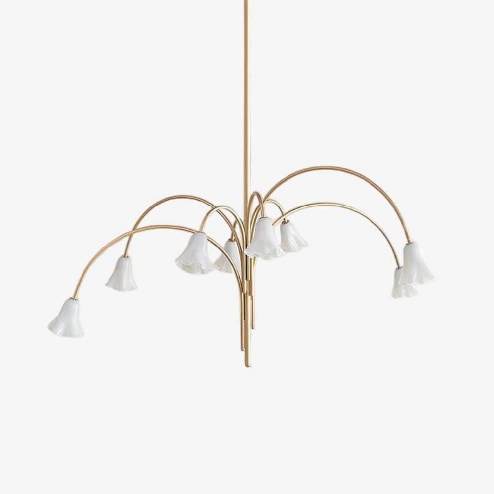 Bellina moderne romantische kroonluchter - botanisch lelie-ontwerp met glazen bloemen HL1642