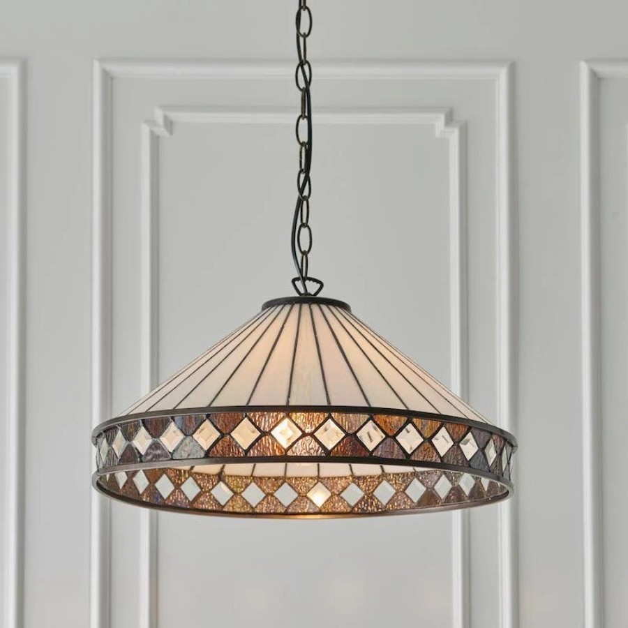 TF Fargo hanglamp - Verlichting in Tiffany-stijl met een Art Deco kap en verstelbare ketting HL2165