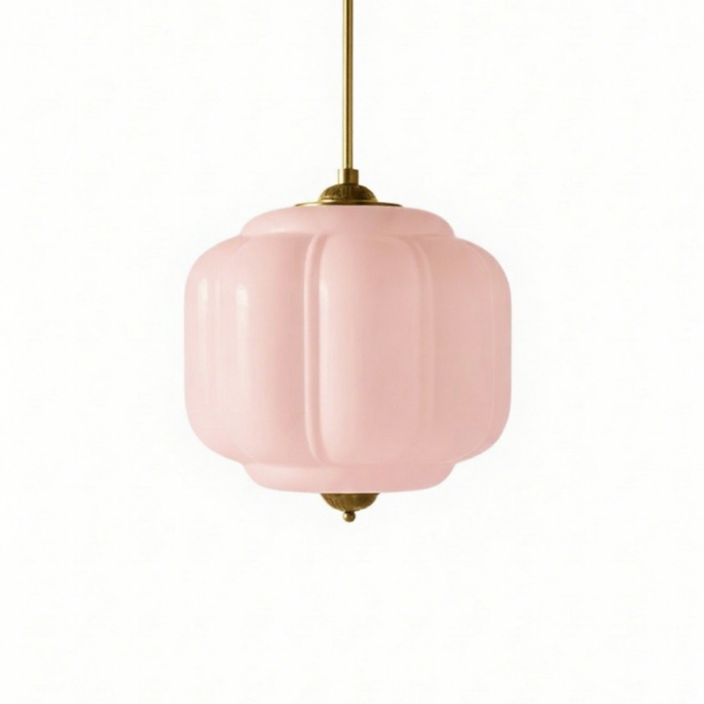 Vintage Eloise Melkglazen Hanglamp - Geribbelde Glazen Plafondkroonluchter HL1091