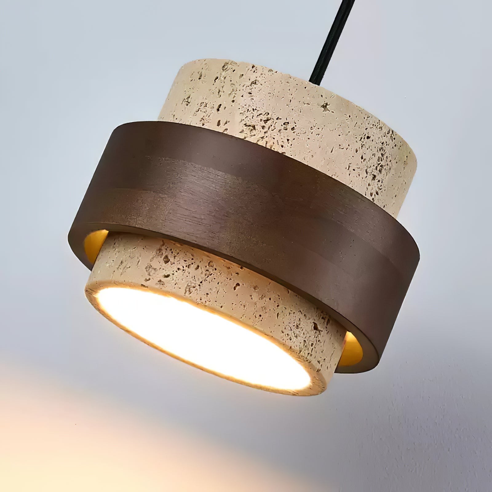 Stonova Travertine Emmer Houten Ring Wandlamp HL1114