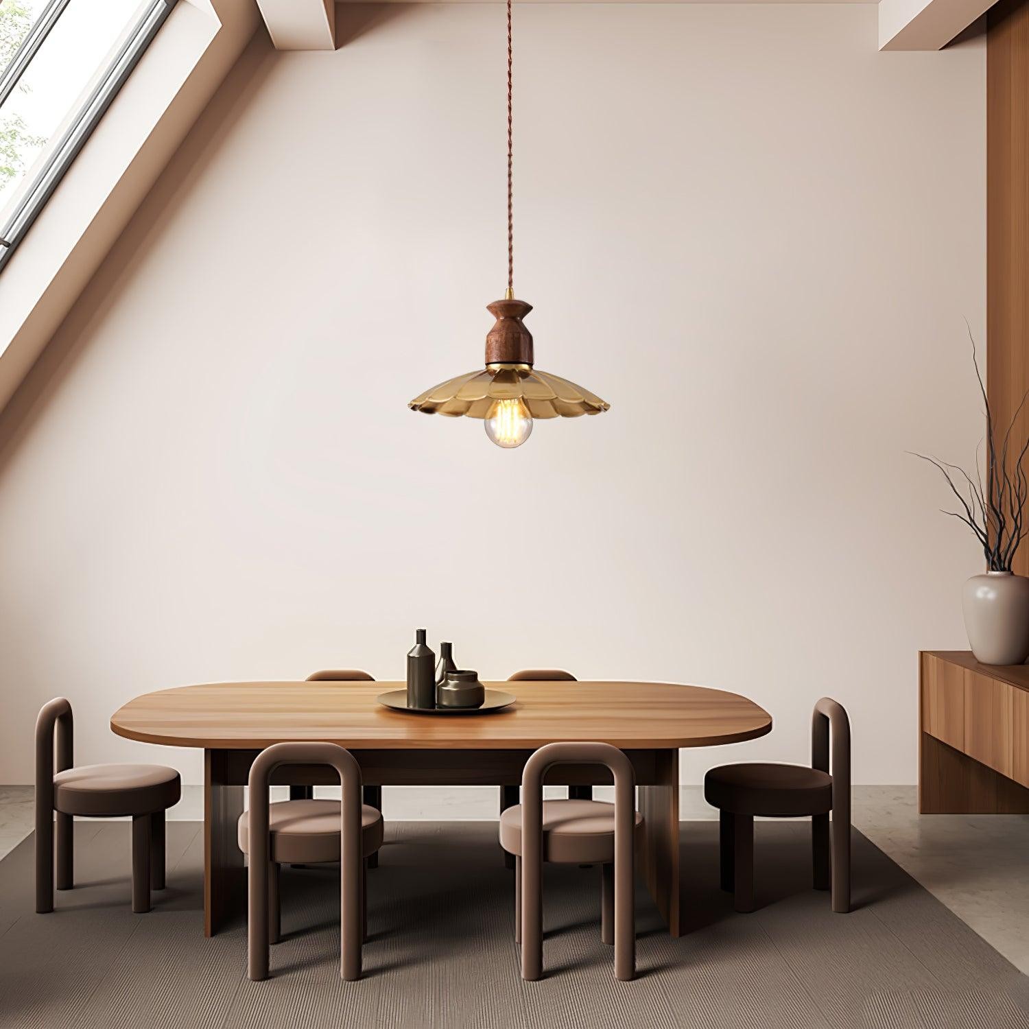 Ronde messing metalen badge gouden hanglamp HL389
