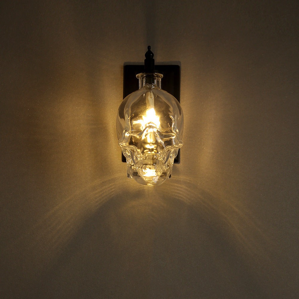 Helder glazen schedel wandlamp HL1251