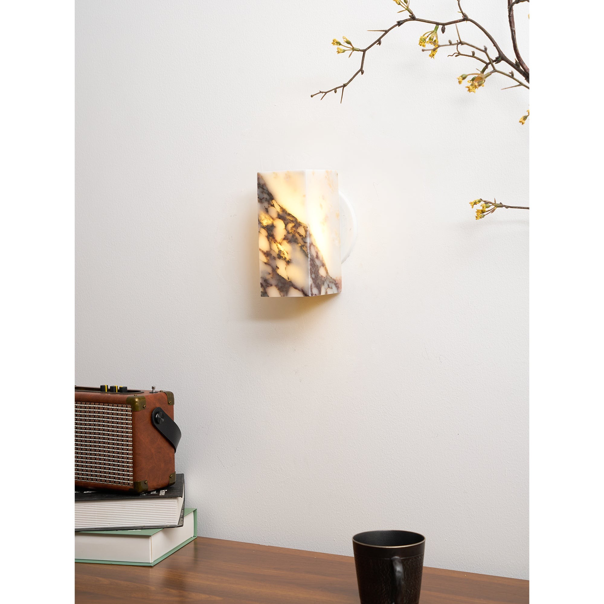 Vierkante marmeren wandlamp HL3178