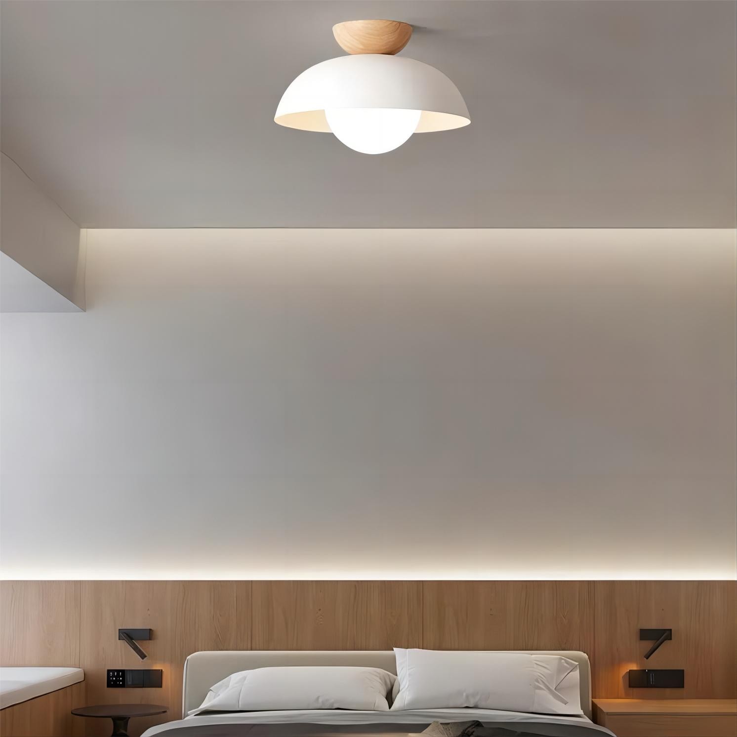 Moderne semi bloemknop houten plafondlamp HL188