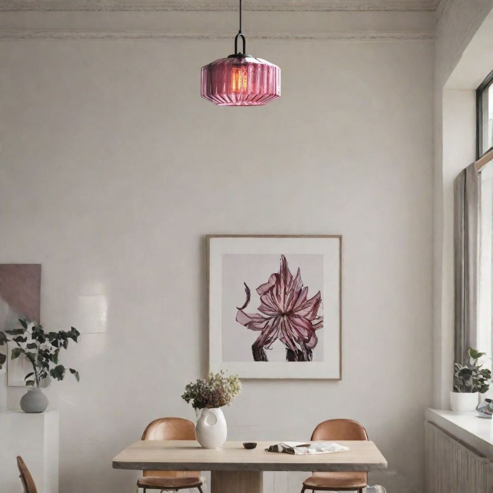 Hanglamp Met Geribbelde Glazen Pot - Modern Keukeneilandgebruik HL1043