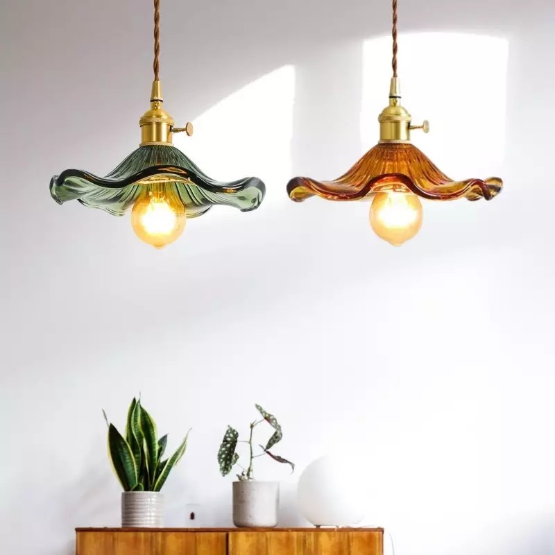 Vintage Hibiscus Bloem Glazen Hanglamp HL278