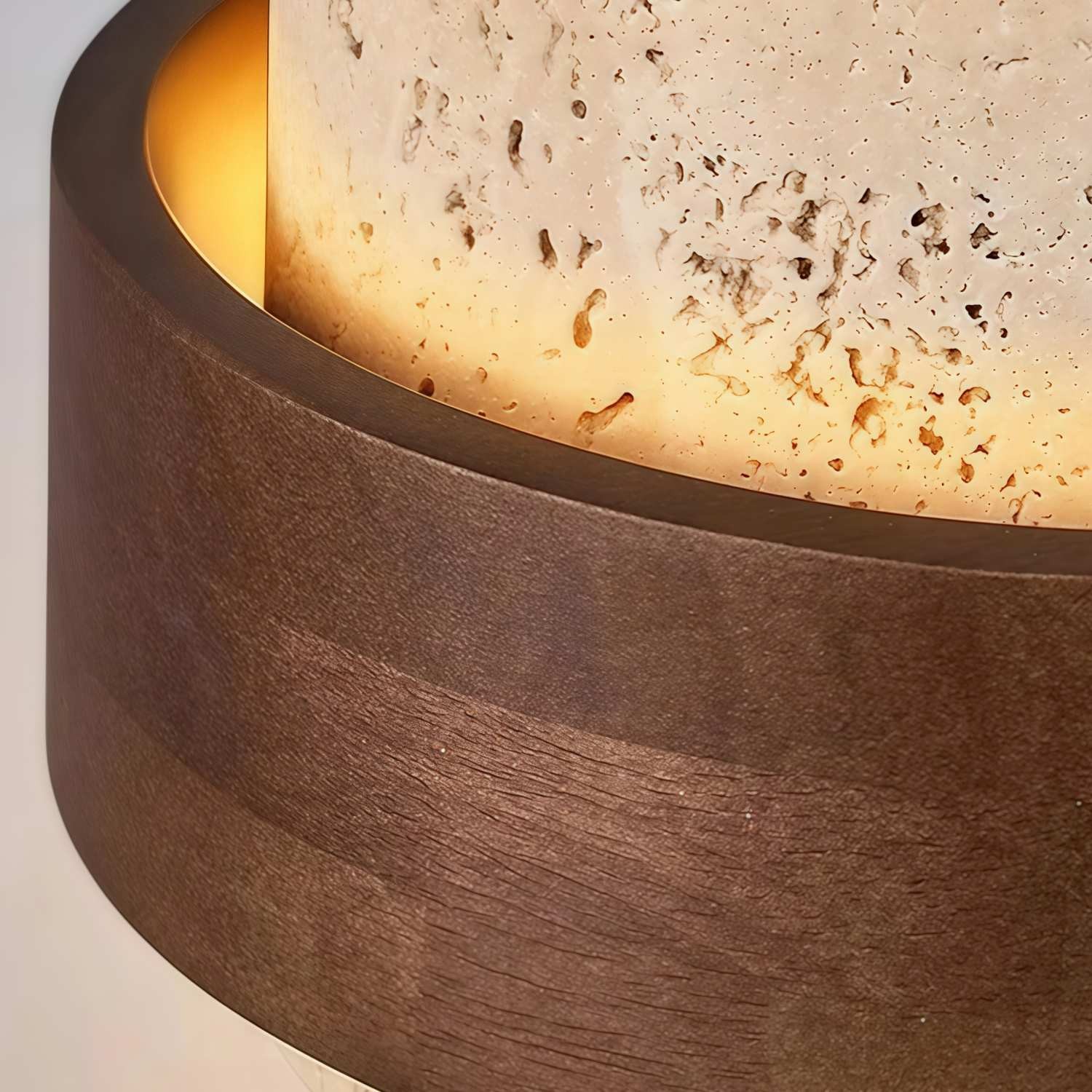MokuStone Wabi Sabi Travertin Plafondlamp - Plafondlamp met textuur van steen, vlak gemonteerd, voor thuis HL2444