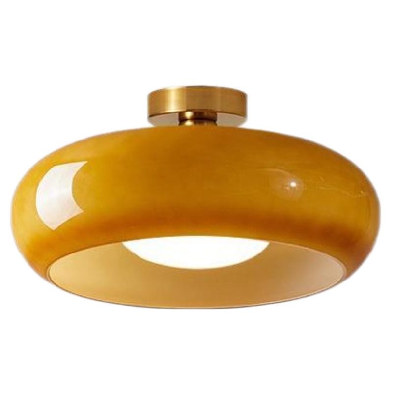 Retro messing schijf Bauhaus glazen plafondlamp HL167