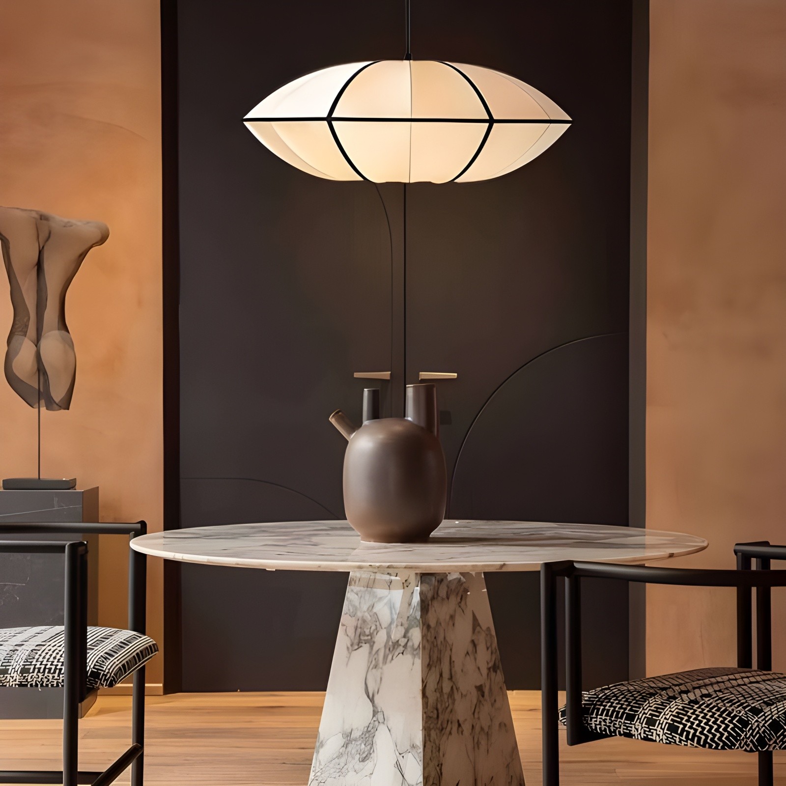 Nordic Minimalistische Stoffen Lantaarn Hanglamp HL294