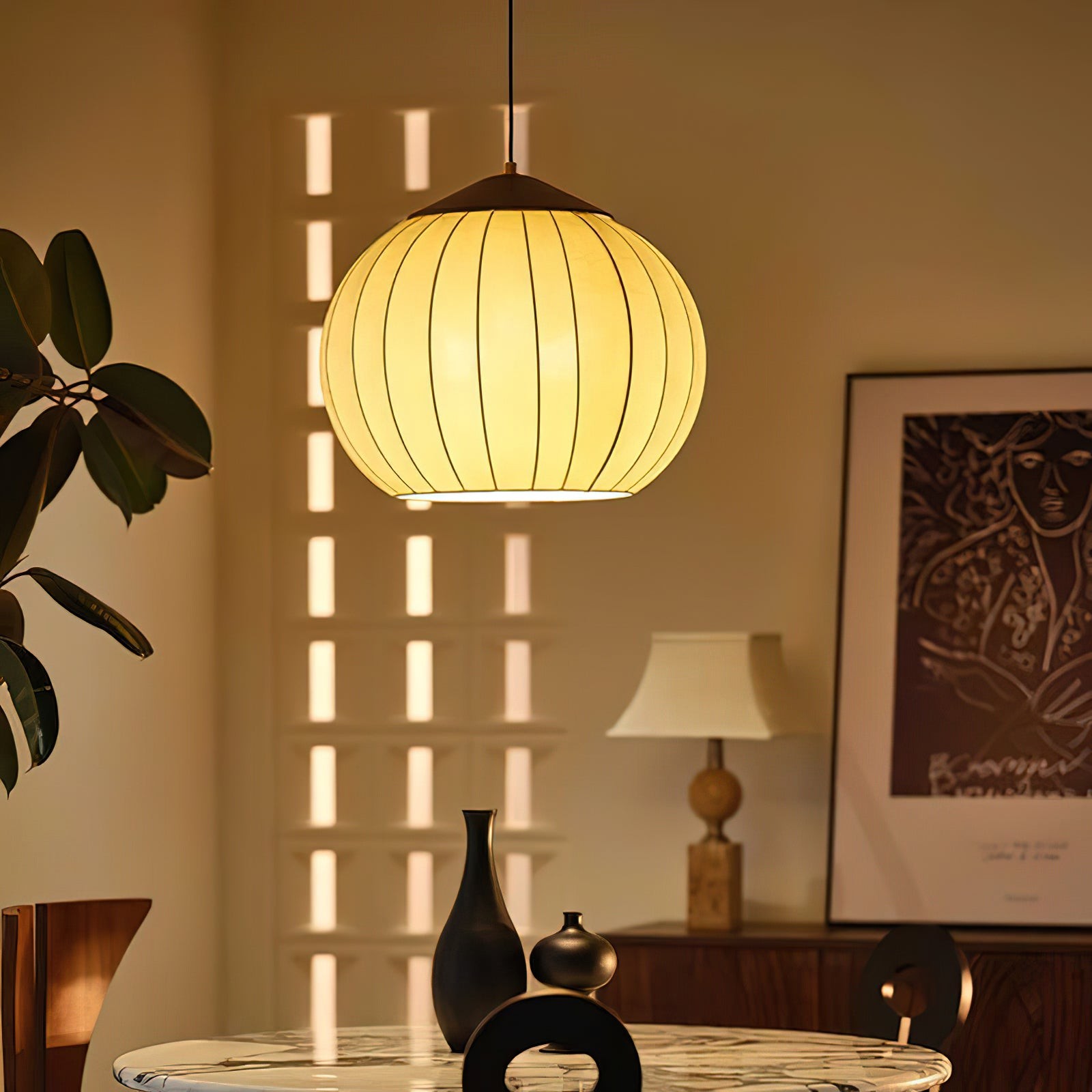 Japanse stijl stoffen lantaarn hanglamp HL547