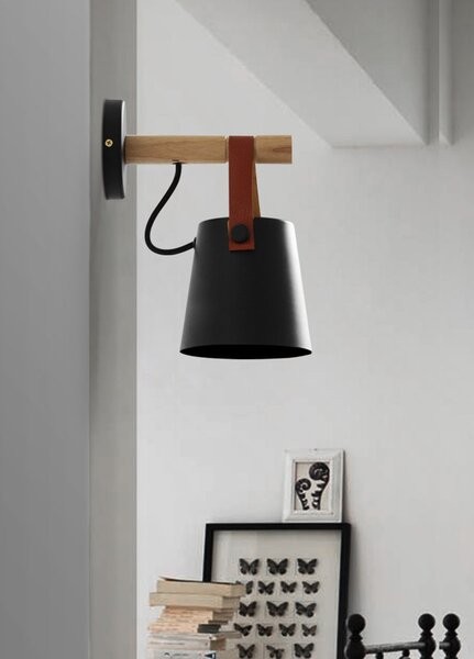Scandinavische houten riememmer wandlamp HL62