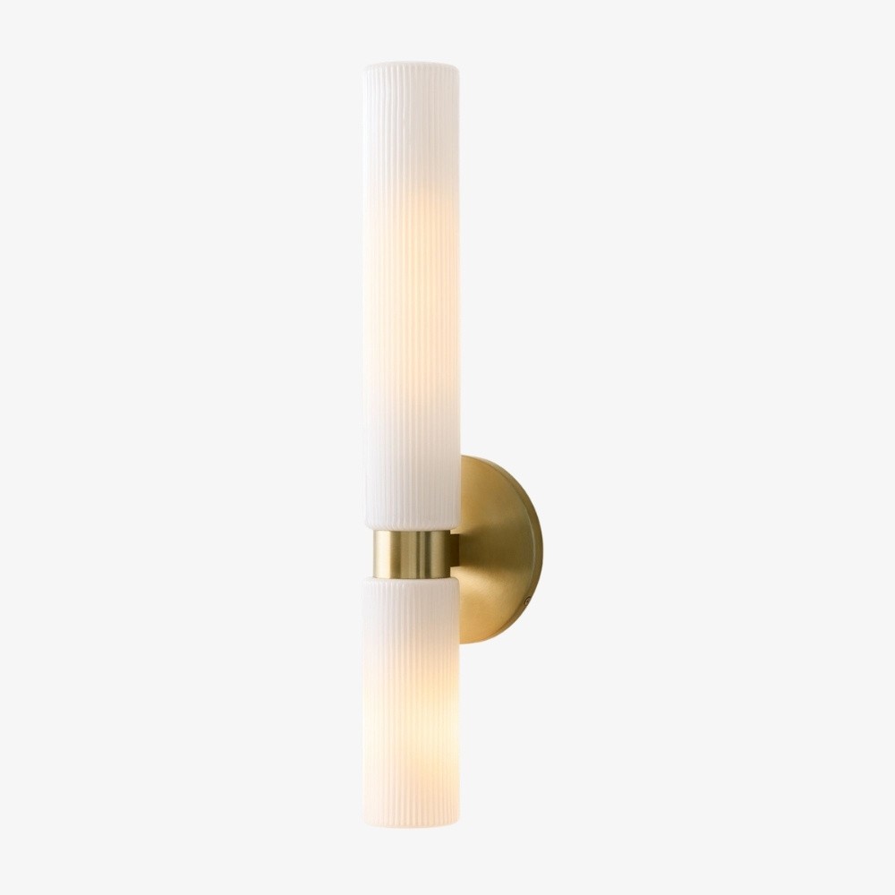 Rivora gecanneleerde glazen dubbele korte wandlamp - binnen- en buitenwandlamp Elegance HL1615