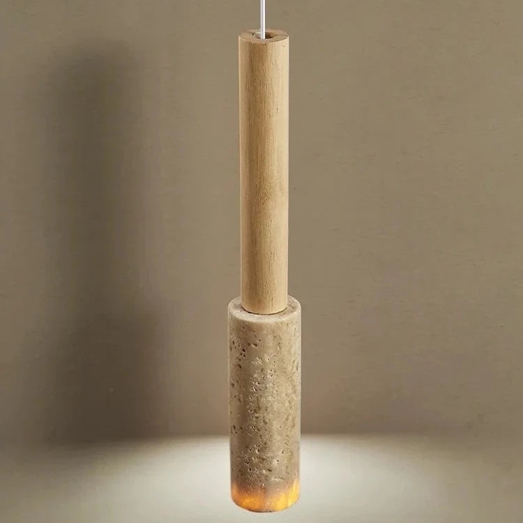 Crème travertin hanglamp met lange buis HL3485