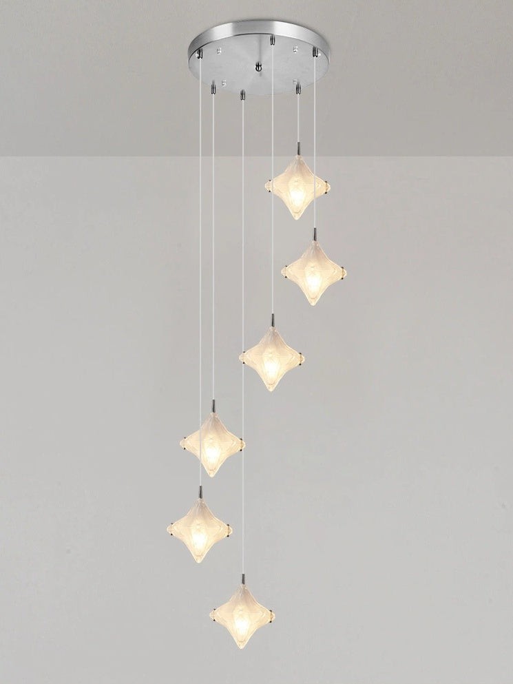 Art Deco Star Trap Hanglamp - Gematteerd Glazen Hanglamp - Astris Altair HL1795